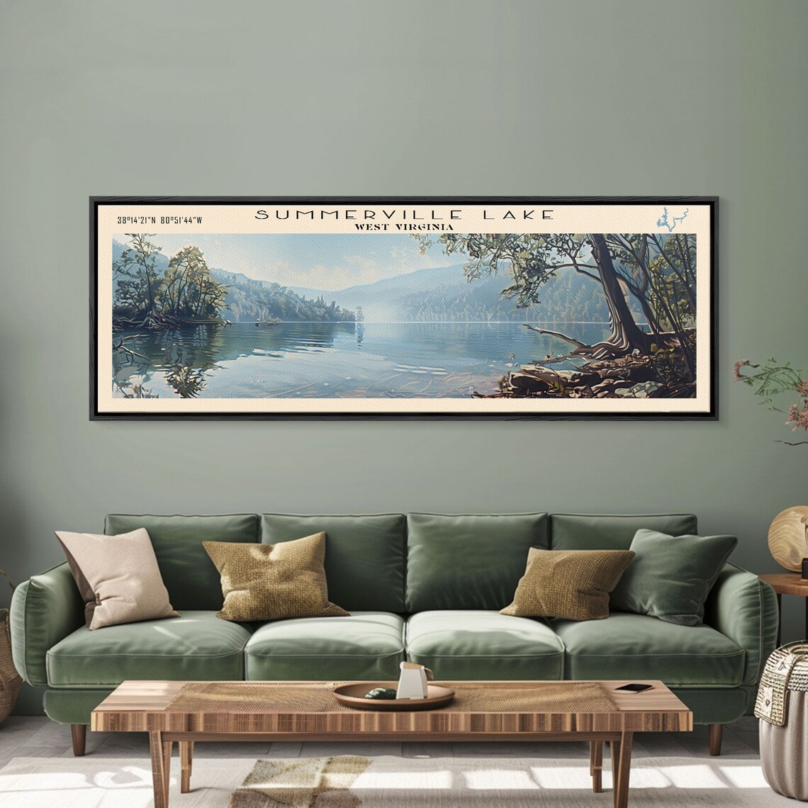 Summerville Lake West Virginia Deep Blue Water Forest Travel Poster - Image 2