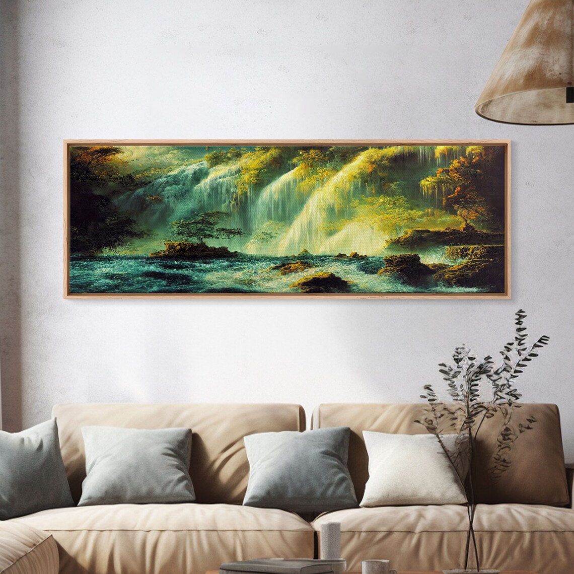 Vintage Forest Waterfall and Mountain Art Print - Image 4