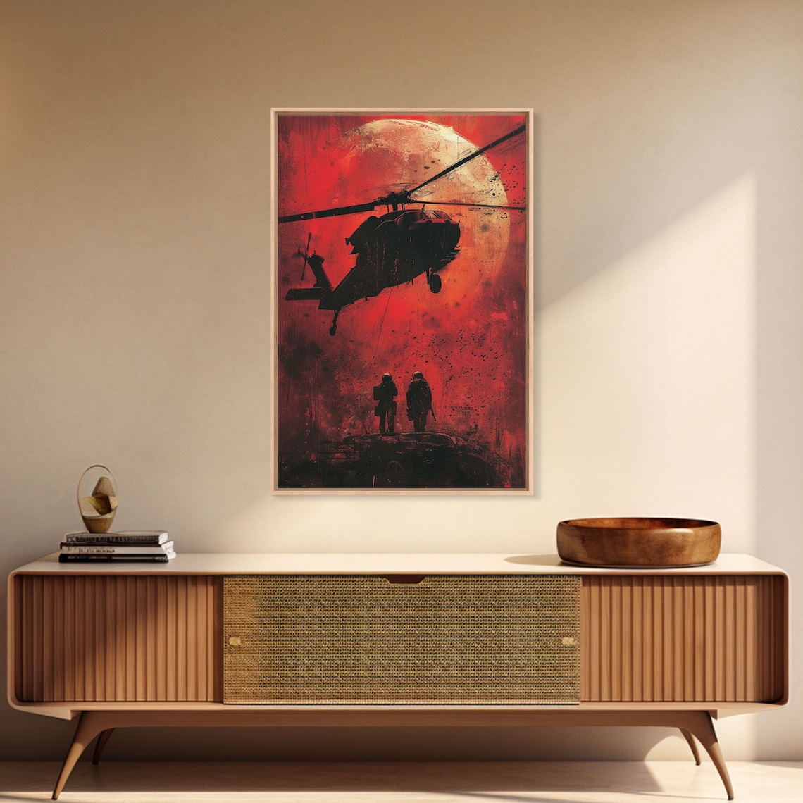 Full Moon Blackhawk Helicopter Extraction Poster Print - Image 3