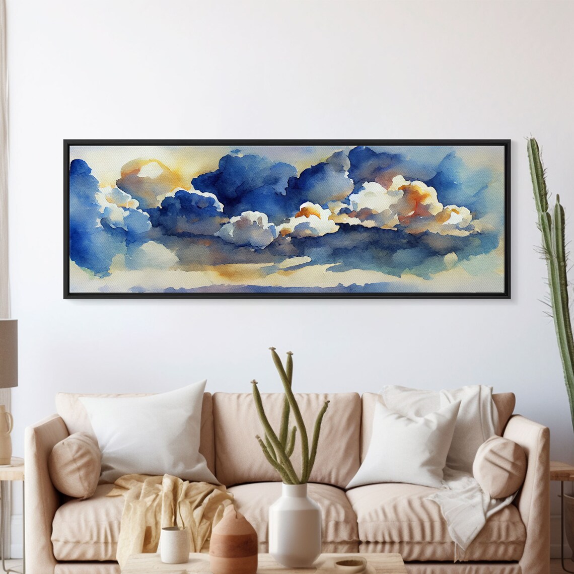 Whimsical Clouds and Blue Sky Art Print, Minimalist