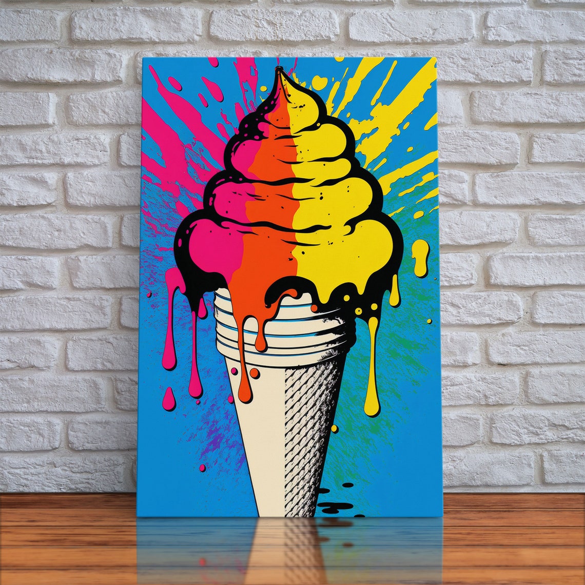 Melting Neon Ice Cream Soft Serve Dripping Graffiti Wall Art Poster - Image 5