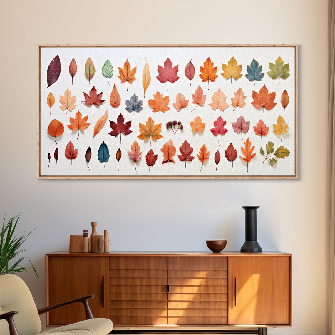 Autumn Leaves Watercolor Chart Fall Foliage Botanical Poster