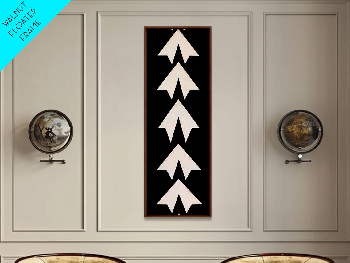 Five White Arrows Black Background Monochrome Geometric Wall Art - Image 6