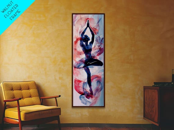 Yoga Art Framed Print Meditation Decor Zen Wall Art Vibrant Sunset Colors Vertical Painting Boho Art For Bedroom