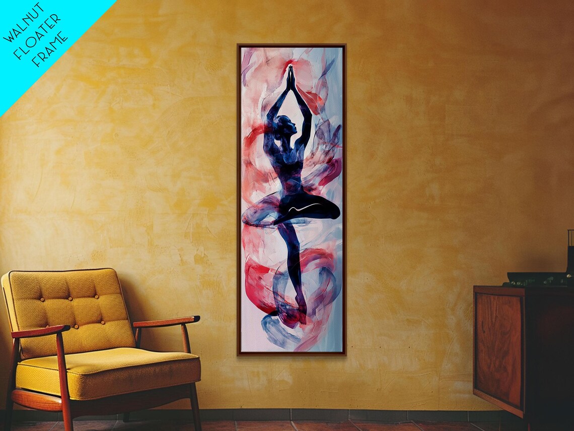Yoga Tree Pose Meditating Woman Watercolor Zen Boho Wellness Poster
