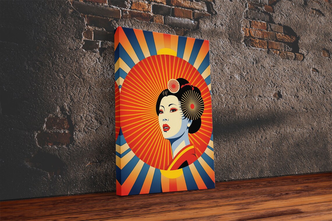Geisha Pop Art, Art Deco Sunburst Art Print - Image 2