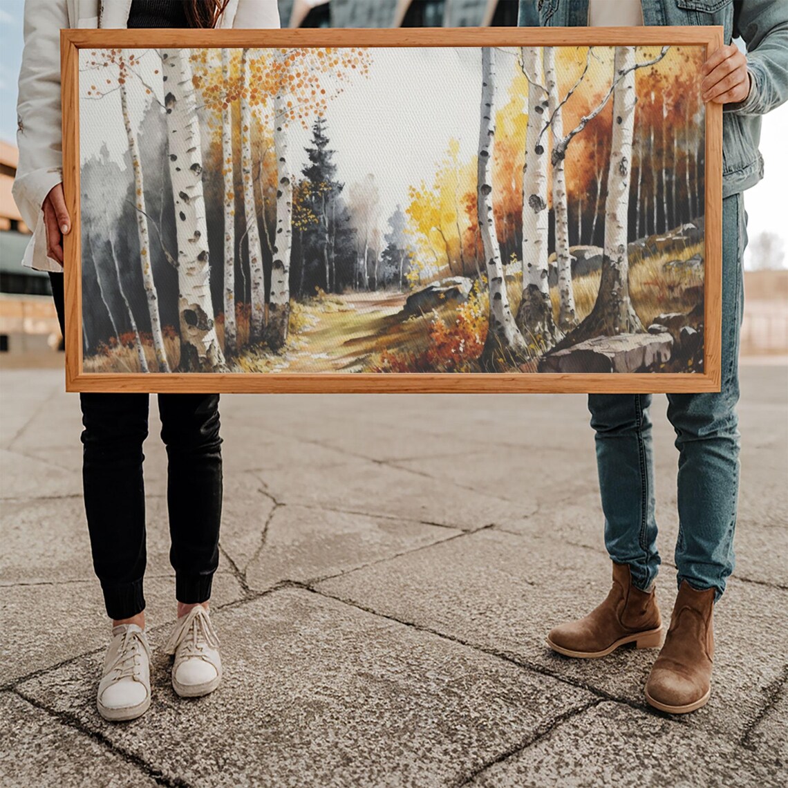 Watercolor Birch Trees Painting Print Yellow Birch Forest Birch Tree Art Birch Tree Painting Fall Decor Birch Tree Wall Art - Image 5