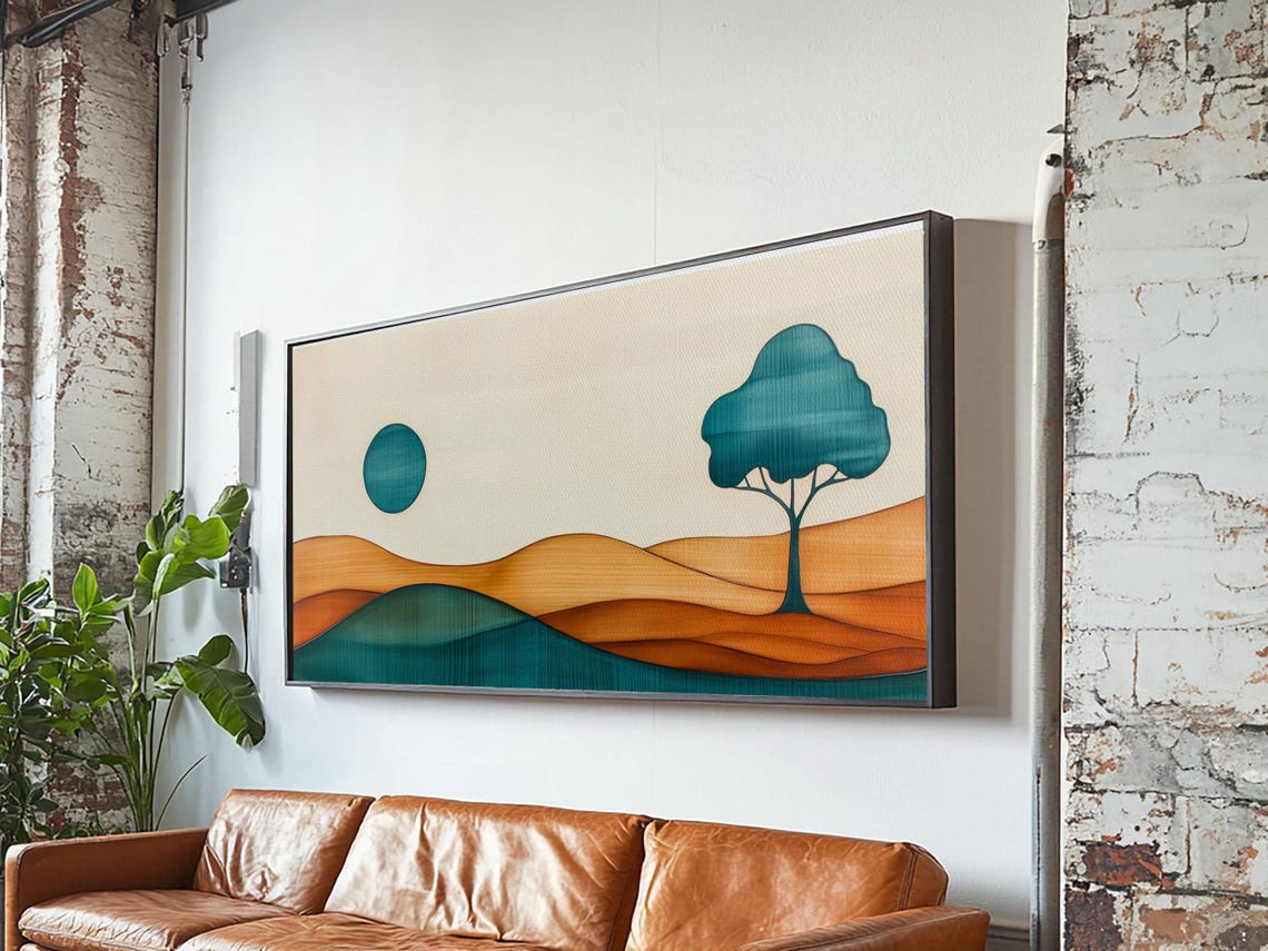 Cute Abstract Art Deco Landscape Print Minimalist Art Boho Home Decor For Abova Sofa Great Room Wall Art - Image 3