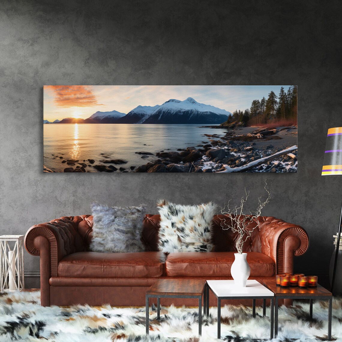 Kenai Fjords National Park Sunset Snowy Coastal Peaks Fjord Panoramic Poster - Image 3