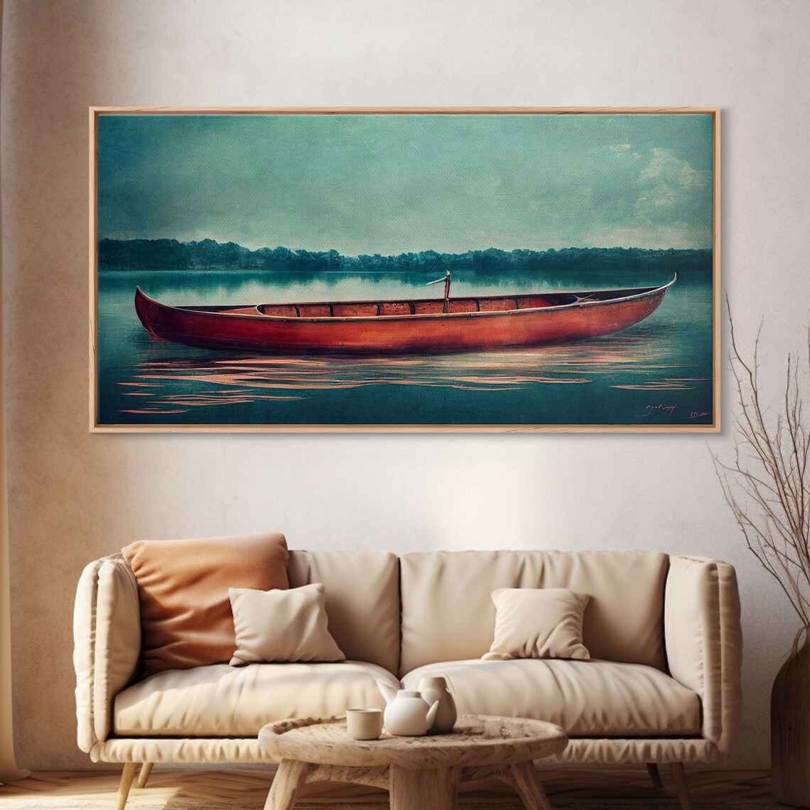 Canoe Lakehouse Art Print, Man Cave Wall Art - Image 4