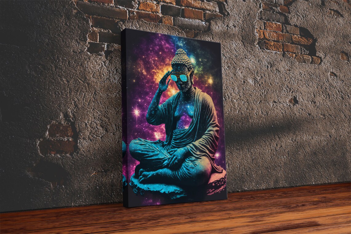 Psychedelic Buddha With Aviators Meditation Art Print - Image 2