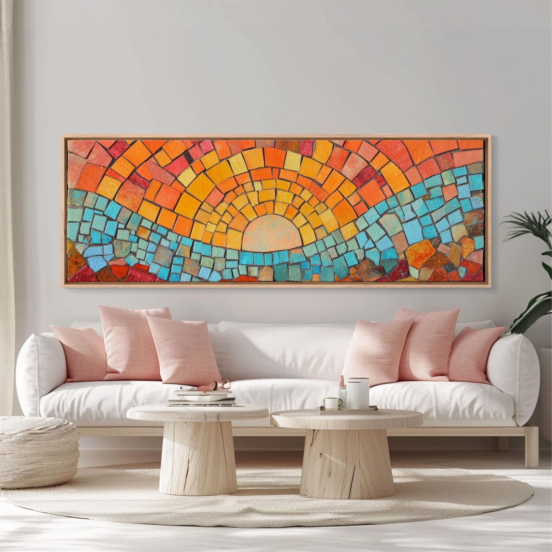 Mosaic Sunset Arch Orange Red Tiles Turquoise Water Art Poster - Image 5