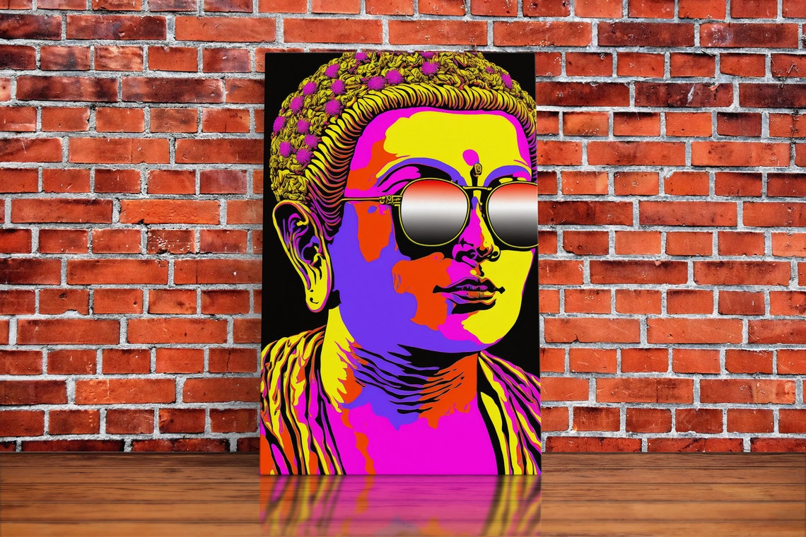 Neon Pop Art Buddha Head Round Sunglasses Psychedelic Zen Wall Poster - Image 5