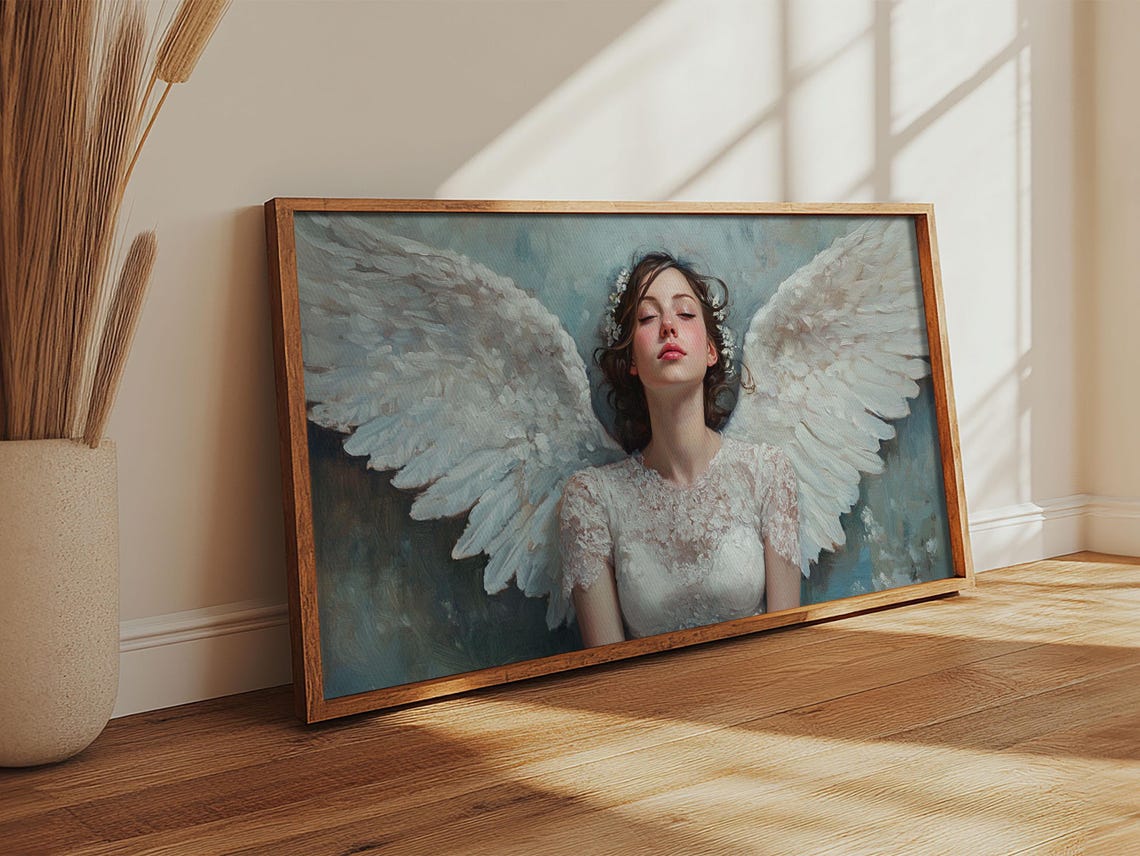 Heavenly Angel Spread White Wings Peaceful Celestial Art Poster - Image 2