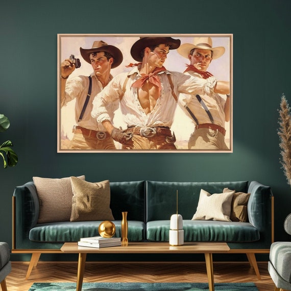 Wild West Cowboy Art Framed Print Cowboy Art Print Western Art Print Western Cowboy Gift Retro Cowboy Decor Western Cowboy