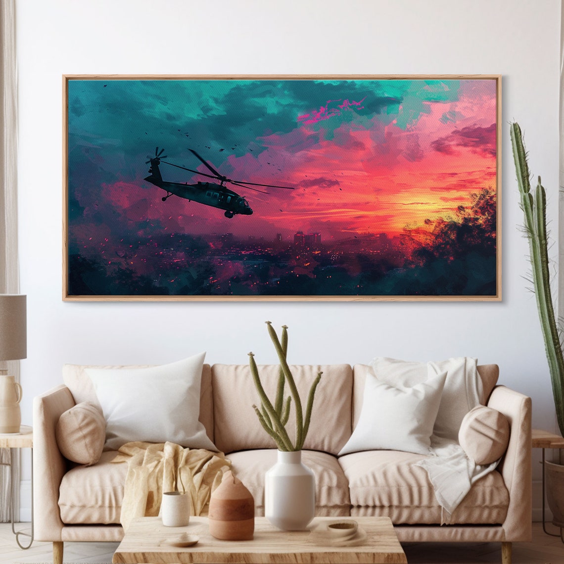 Blackhawk Helicopter City Sunset Sky Military Aviation Poster - Image 3