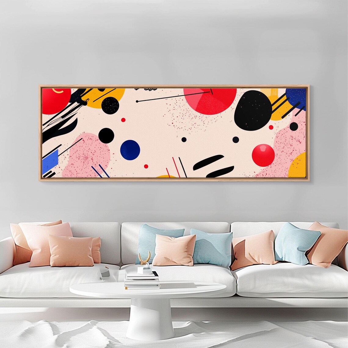 Retro 90s Geometric Shapes Pink Blush Abstract Colorful Art Poster - Image 4