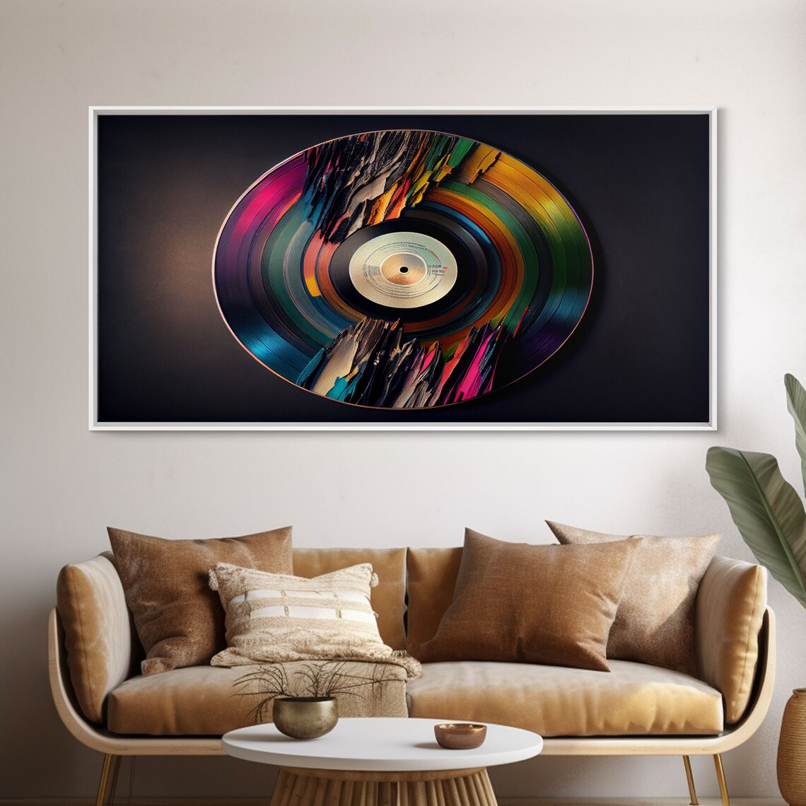 Synthwave Vinyl Record Art Print, Music Room Decor