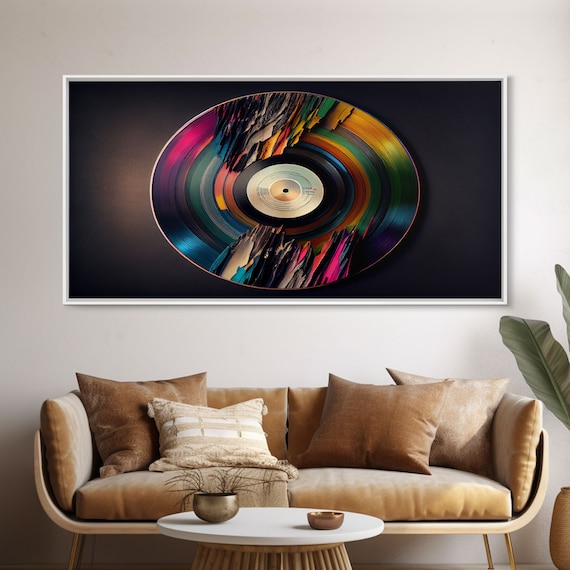 Synthwave Vinyl Record Art Print, Music Room Decor