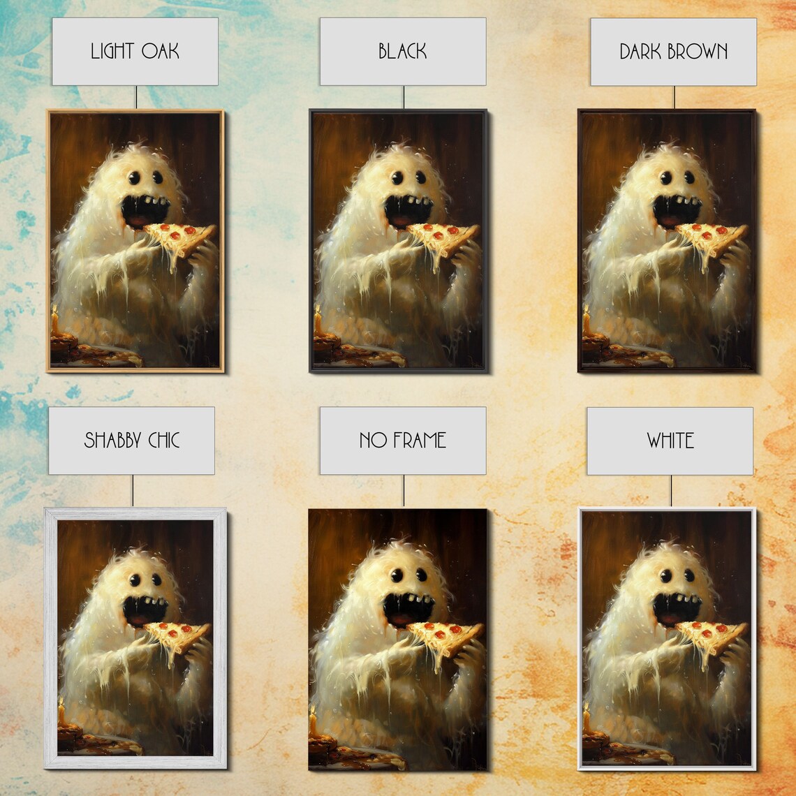 The Pizza Ghost, Funny Halloween Art Print - Image 3