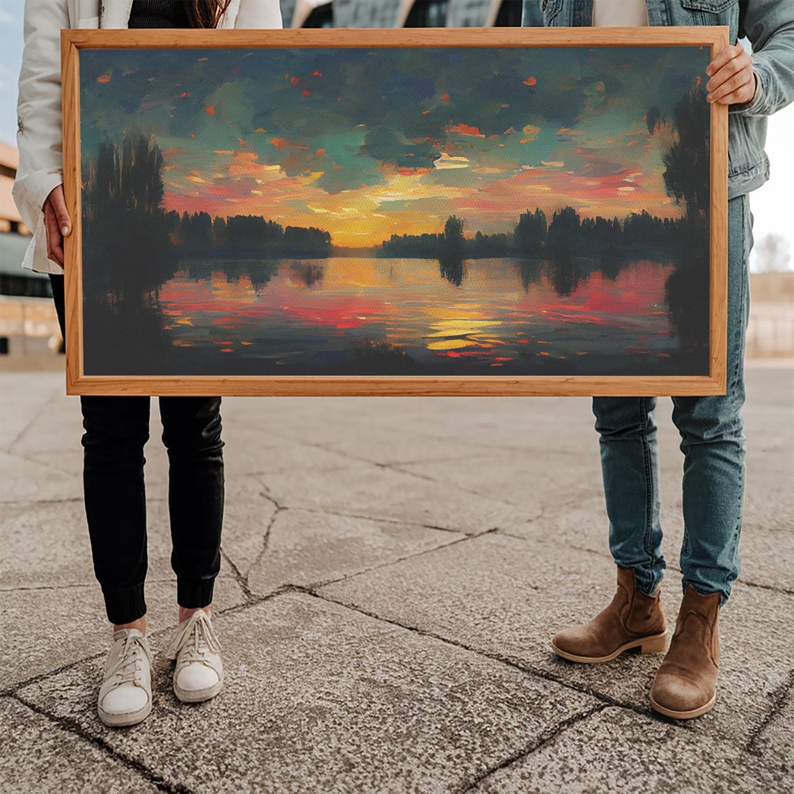 Sunset Over Lake Colorful Clouds Reflection Evening Sky Art Poster - Image 5