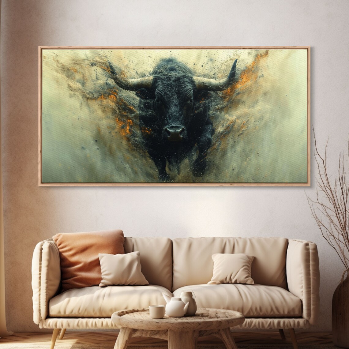 Angry Bull Western Decor Art Print, Office Wall Street - Image 4