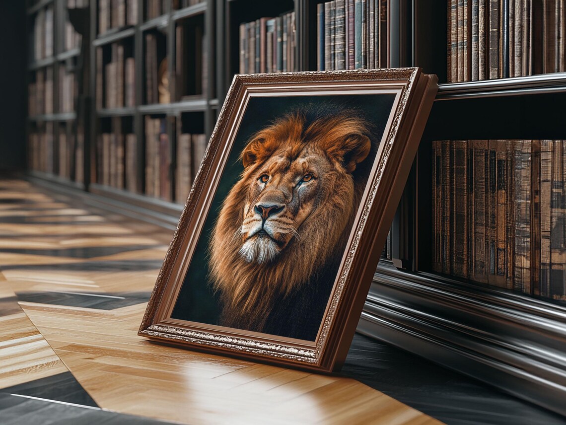 Majestic Lion Portrait Dark Moody Wildlife Photography Art Print - Image 5