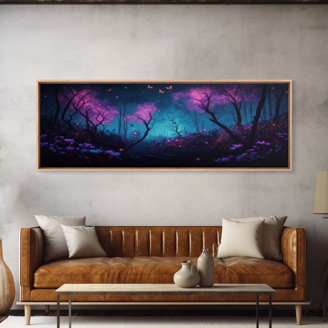 Fantasy Forest with Butterflies and Fireflies Art Print