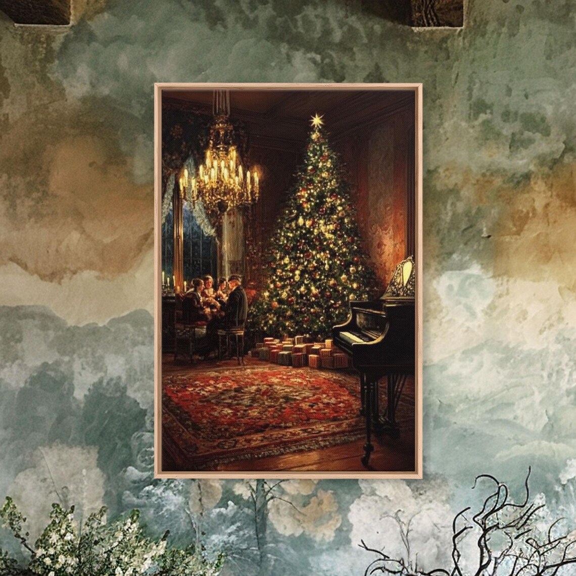 Vintage Victorian Christmas Tree, Holiday Art Print - Image 3