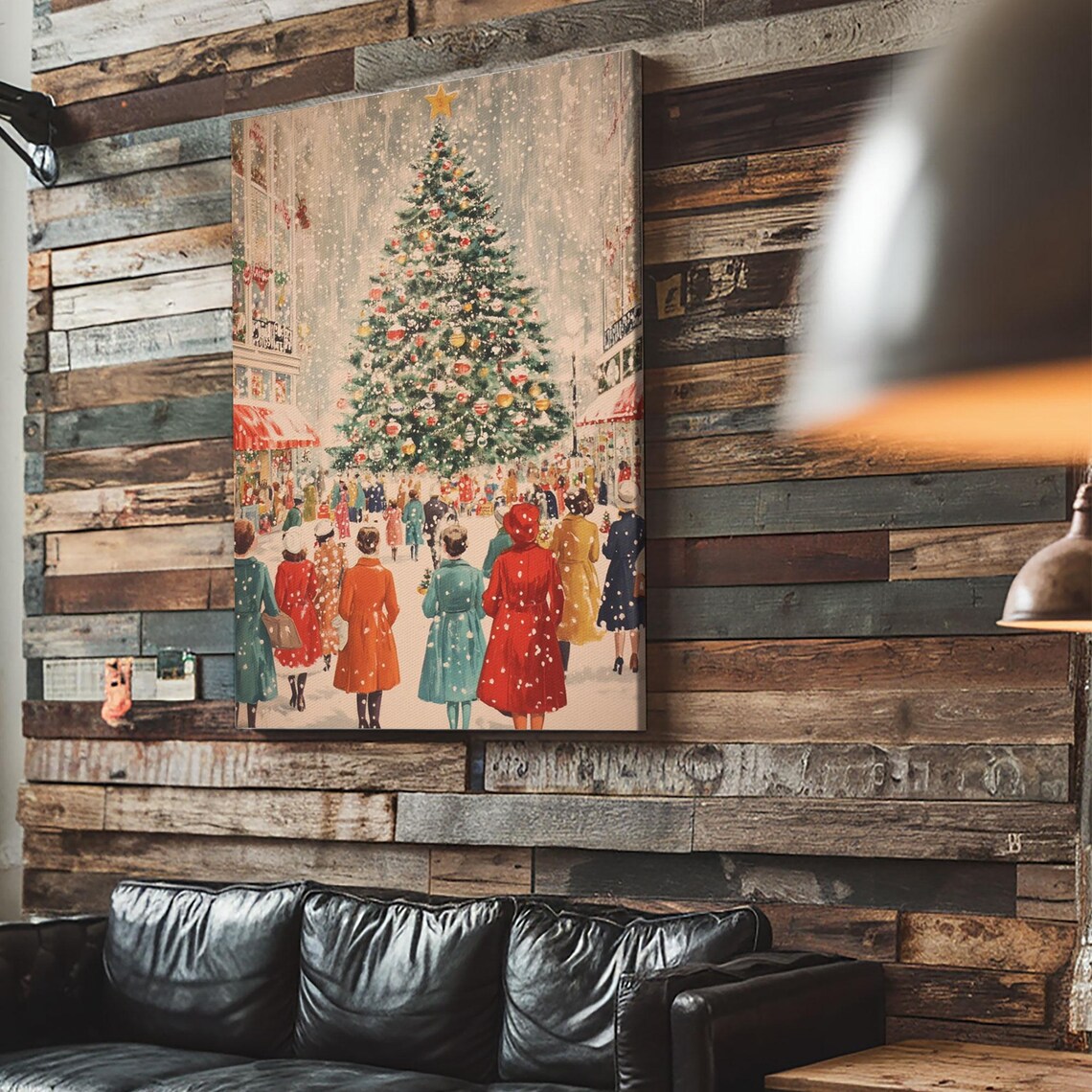 Christmas Tree in Town Square, Holiday Wall Art Print - Image 5