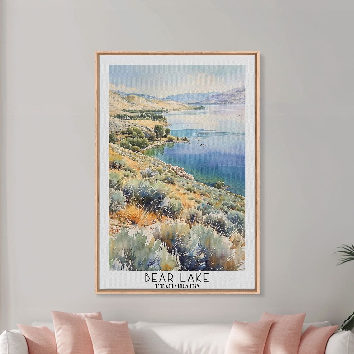 Bear Lake Utah Idaho Framed Print Watercolor Landscape Art Travel Poster Wall Art Lake House Decor Living Room Art Office Art - Image 5