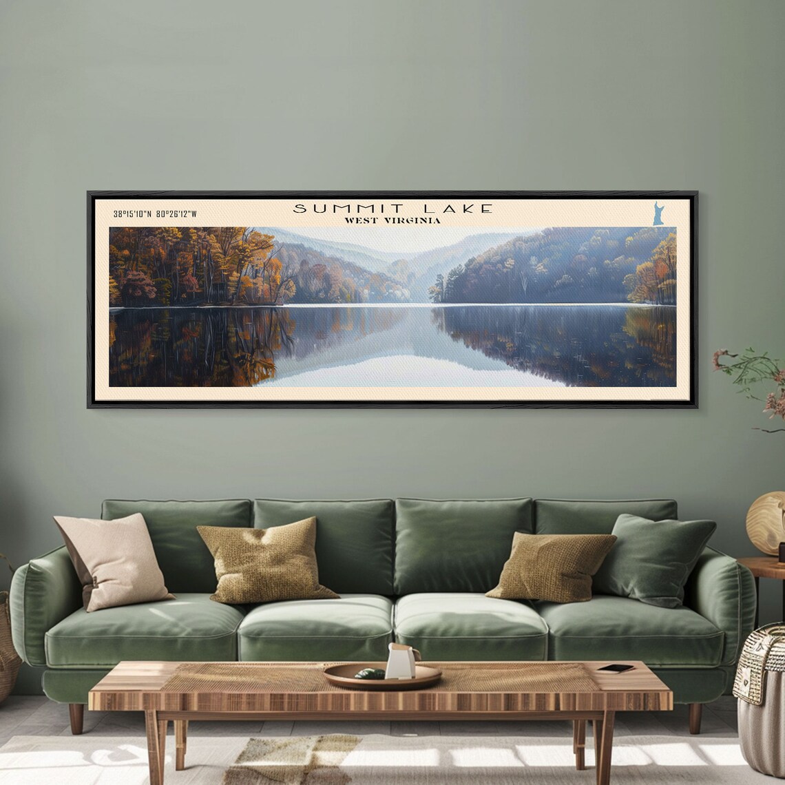 Summit Lake West Virginia Autumn Mirror Calm Forest Lake Travel Poster - Image 3
