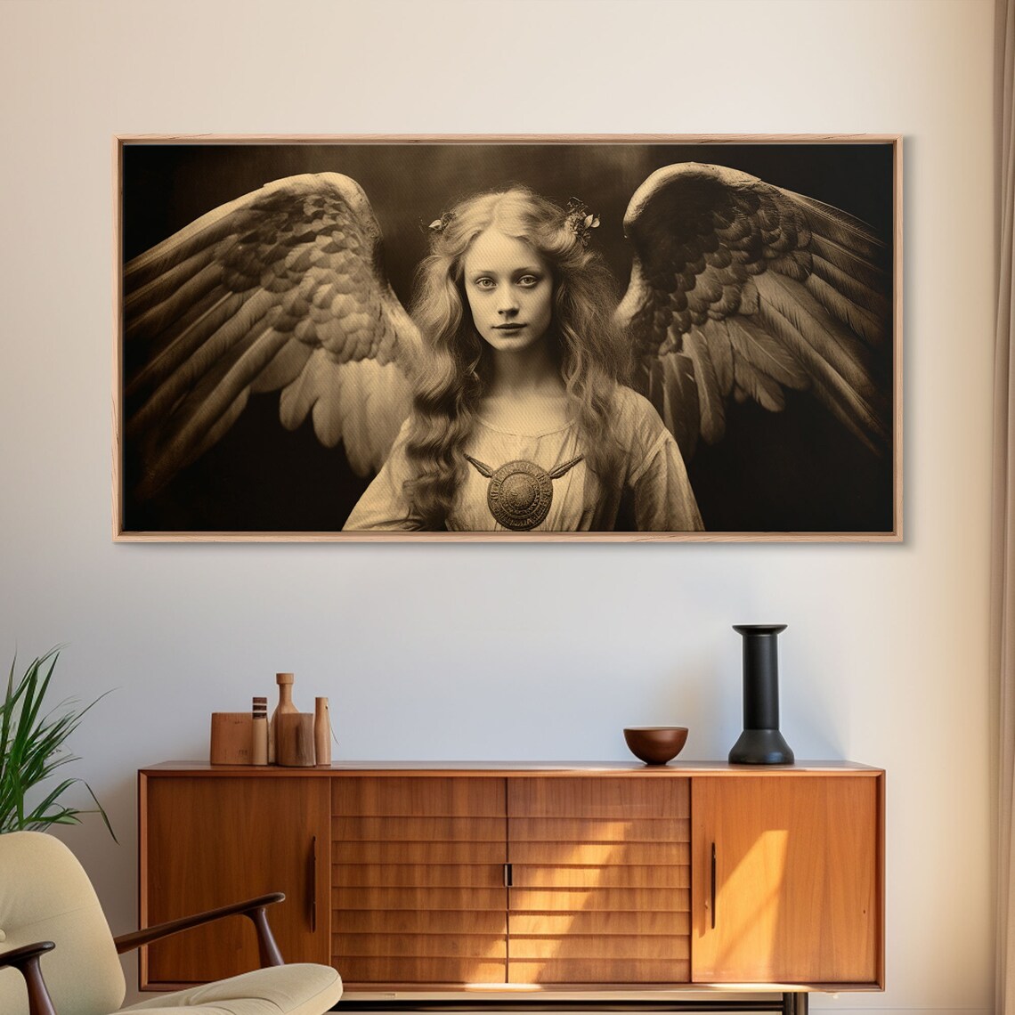 Tintype Angel Art Print, Guardian Angel Wall Art