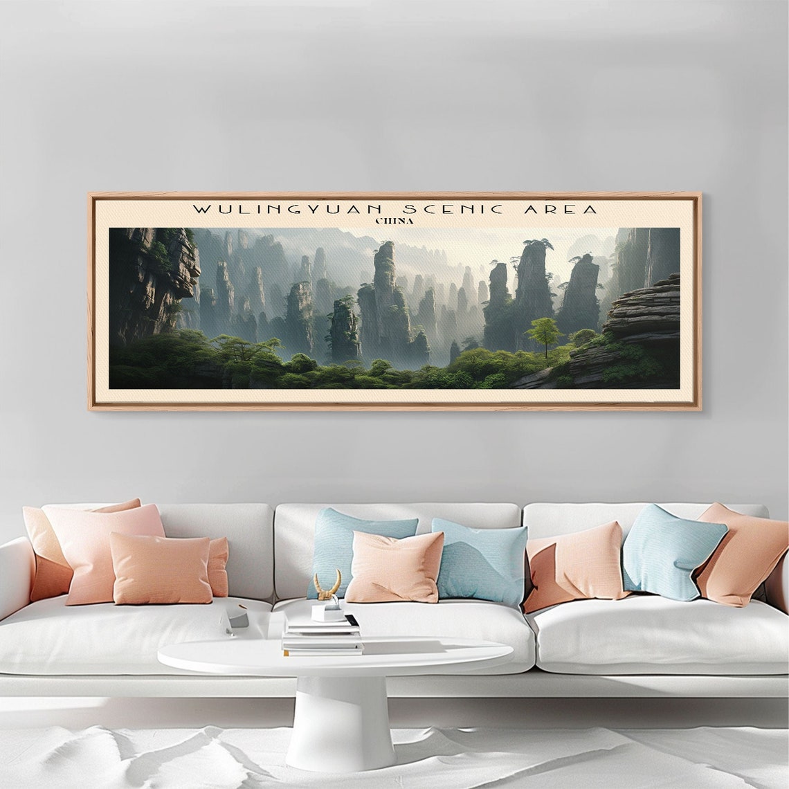 Wulingyuan China Misty Stone Forest Pillars Mountain Panoramic Poster - Image 3
