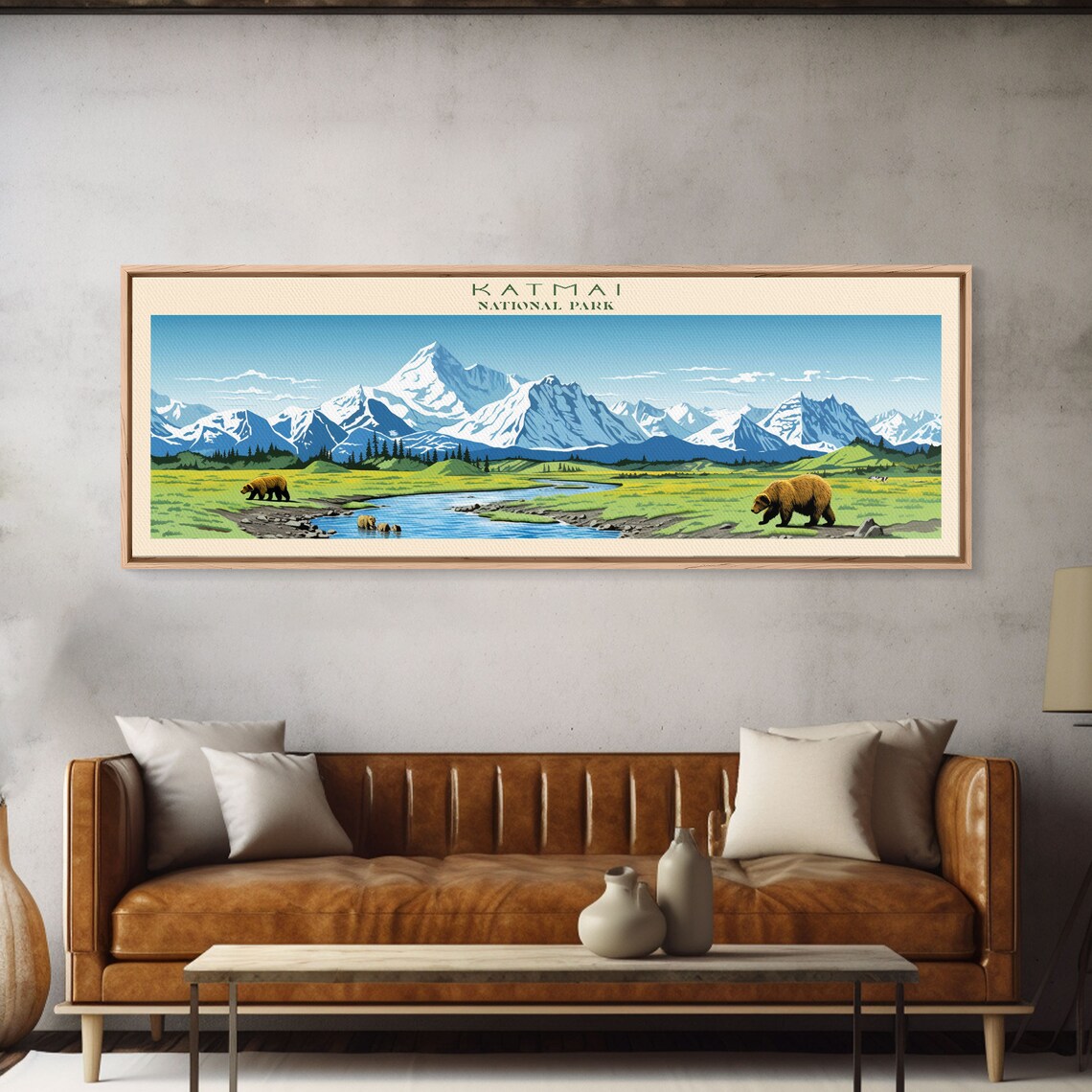 Katmai National Park Alaska Brown Bears River Mountain Travel Poster - Image 6