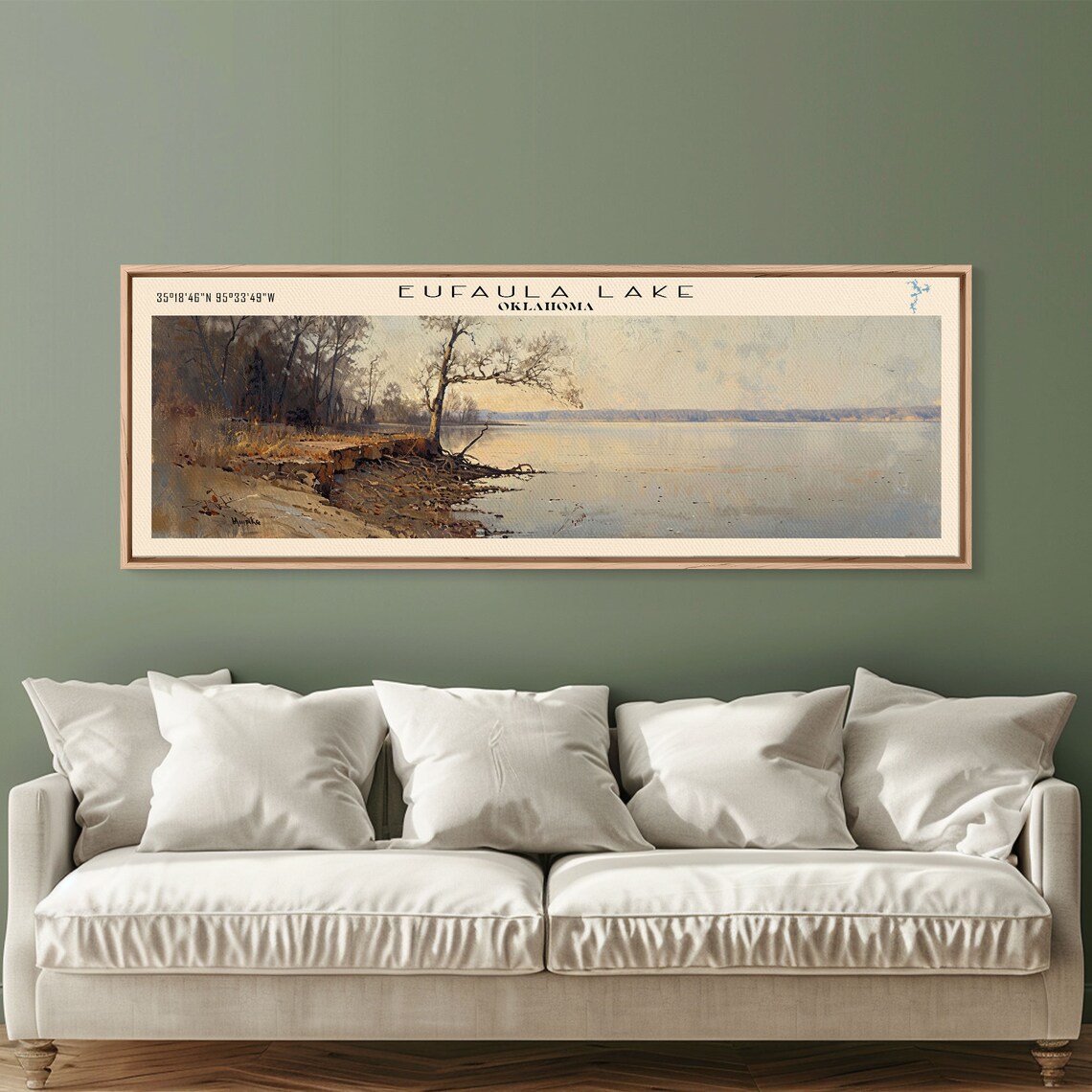 Eufaula Lake Oklahoma Travel Poster, Lake House Art
