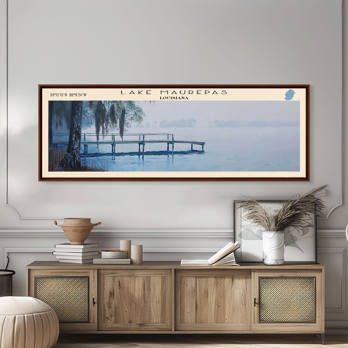 Lake Maurepas Louisiana Spanish Moss Cypress Misty Pier Lake Poster - Image 4