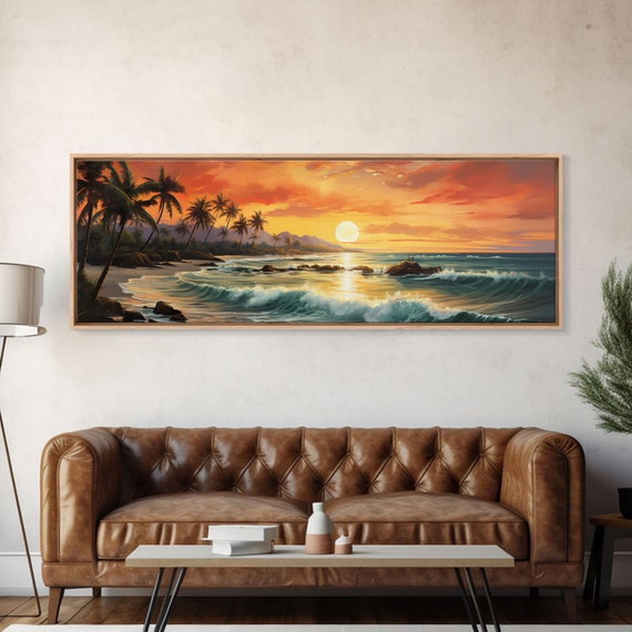 Tropical Ocean Beach Prints Sea Landscape Nautical Photo Coastal Framed Art Sea Wave Extra Large Wall Art Ready To Hang