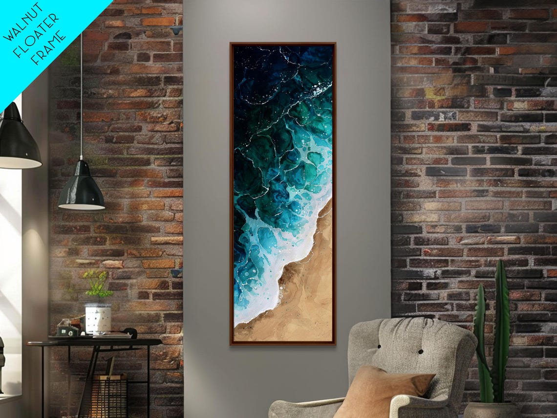 Aerial Ocean Waves Over Sandy Shore Turquoise Coast Abstract Poster - Image 5