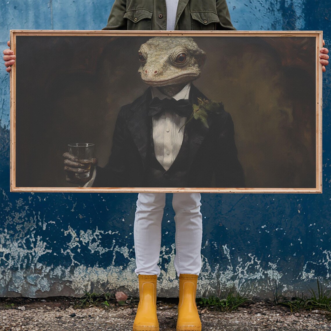 Victorian Gecko Businessman Tuxedo Whiskey Portrait Funny Animal Poster - Image 6