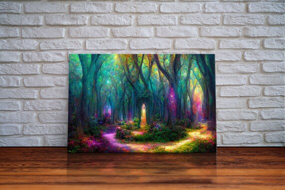 Fantasy Forest Landscape Art Print, Magical Forest