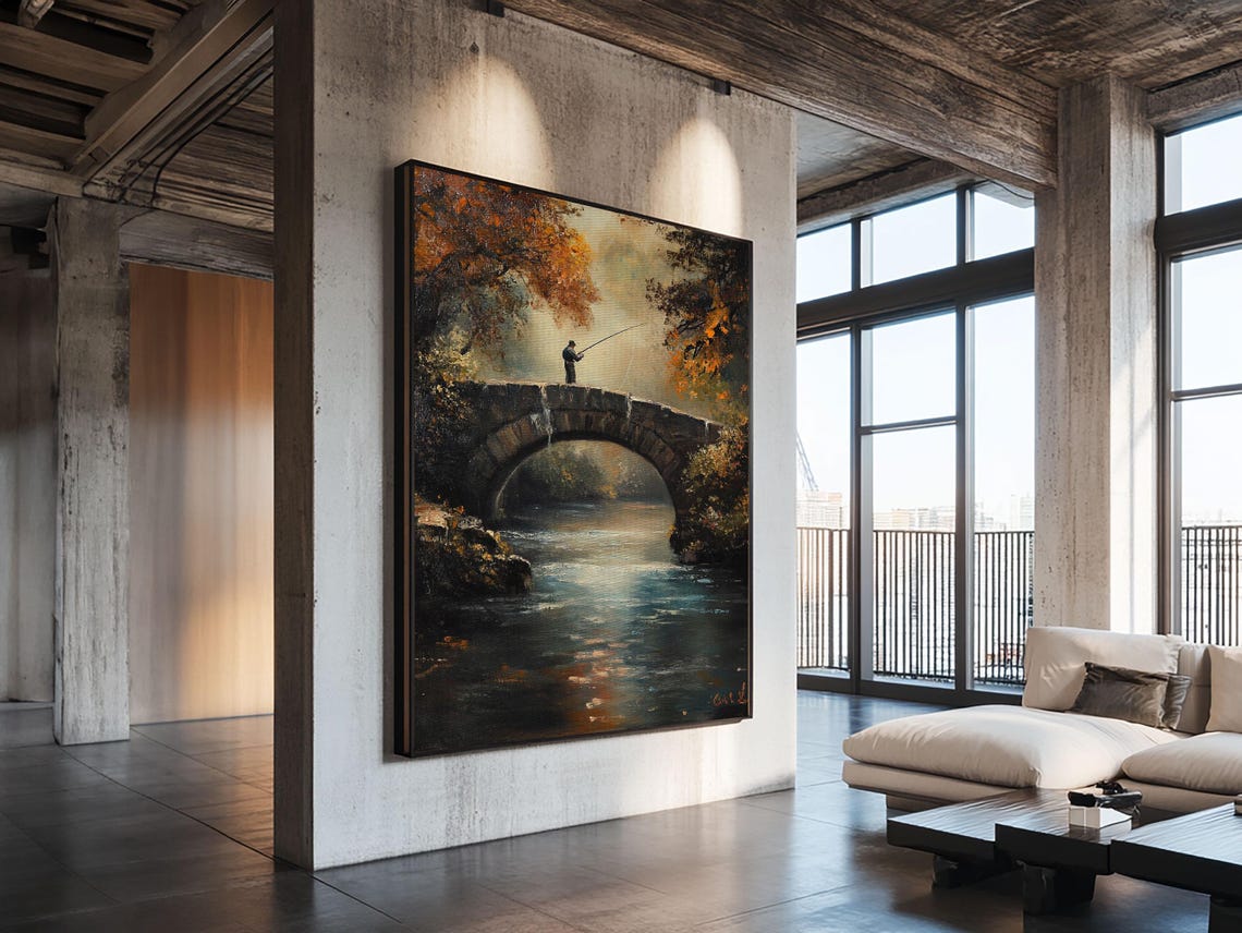 Fly Fishing Art Print On Outdoors Gift Idea Gift For Dad Fly Fishing Art Fly Fishing Painting Trout Fishing Outdoorsman Gift - Image 6