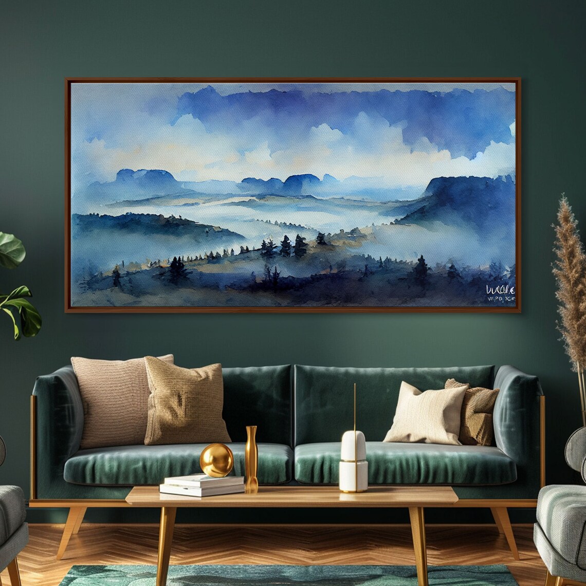 Watercolor Valley Trees and Mountains Art Print - Image 5