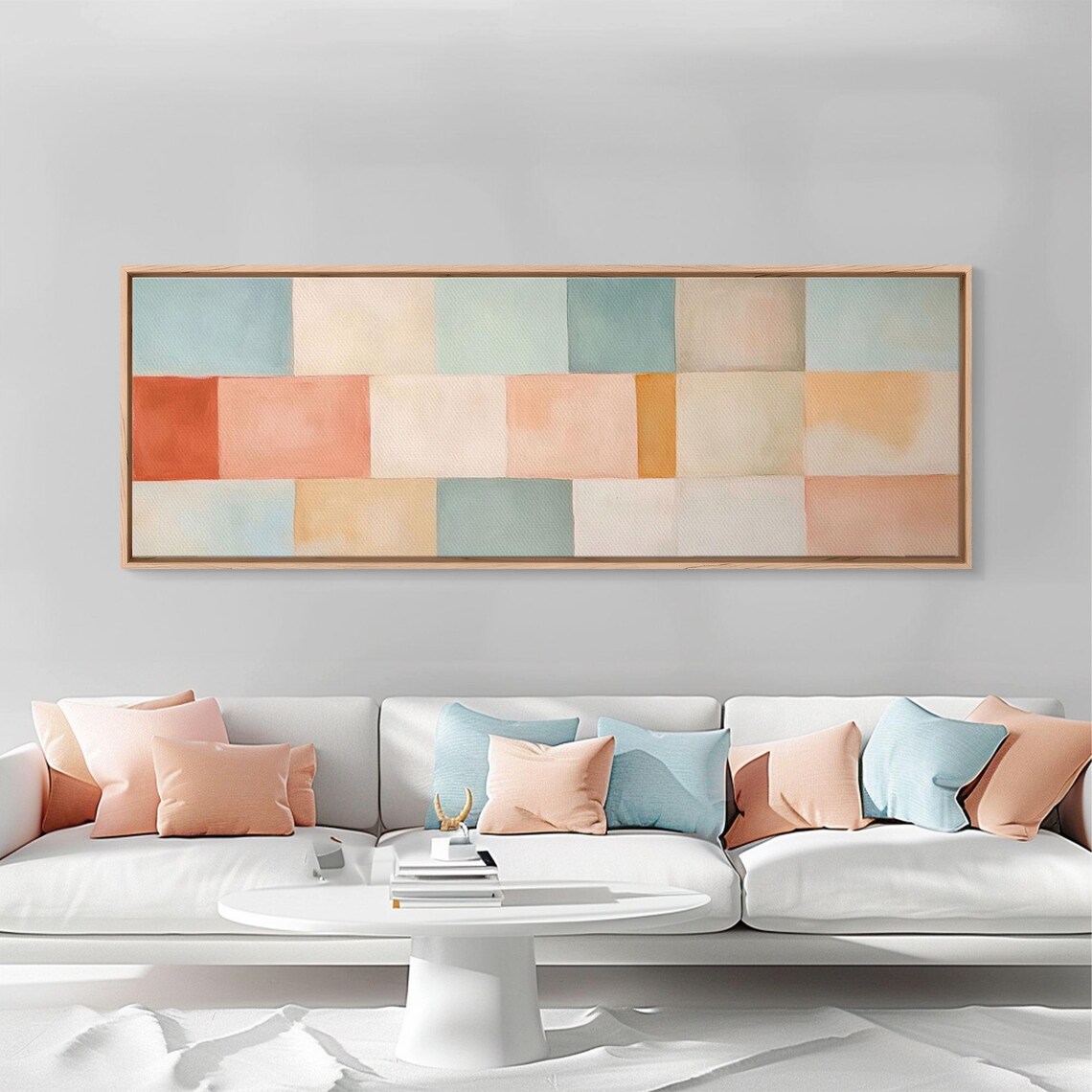 Pastel Color Block Grid Squares Mid Century Modern Abstract Art Poster - Image 5