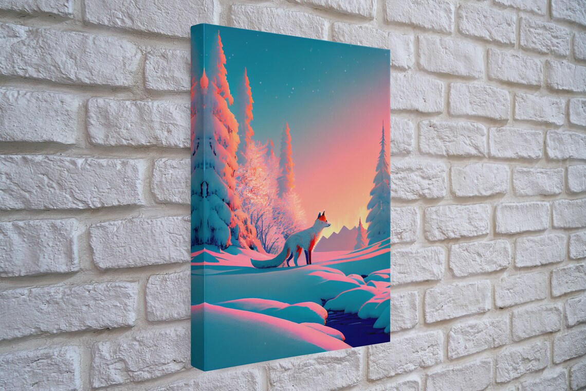 Cute Arctic Fox In The Snow, Animal Art Print - Image 4
