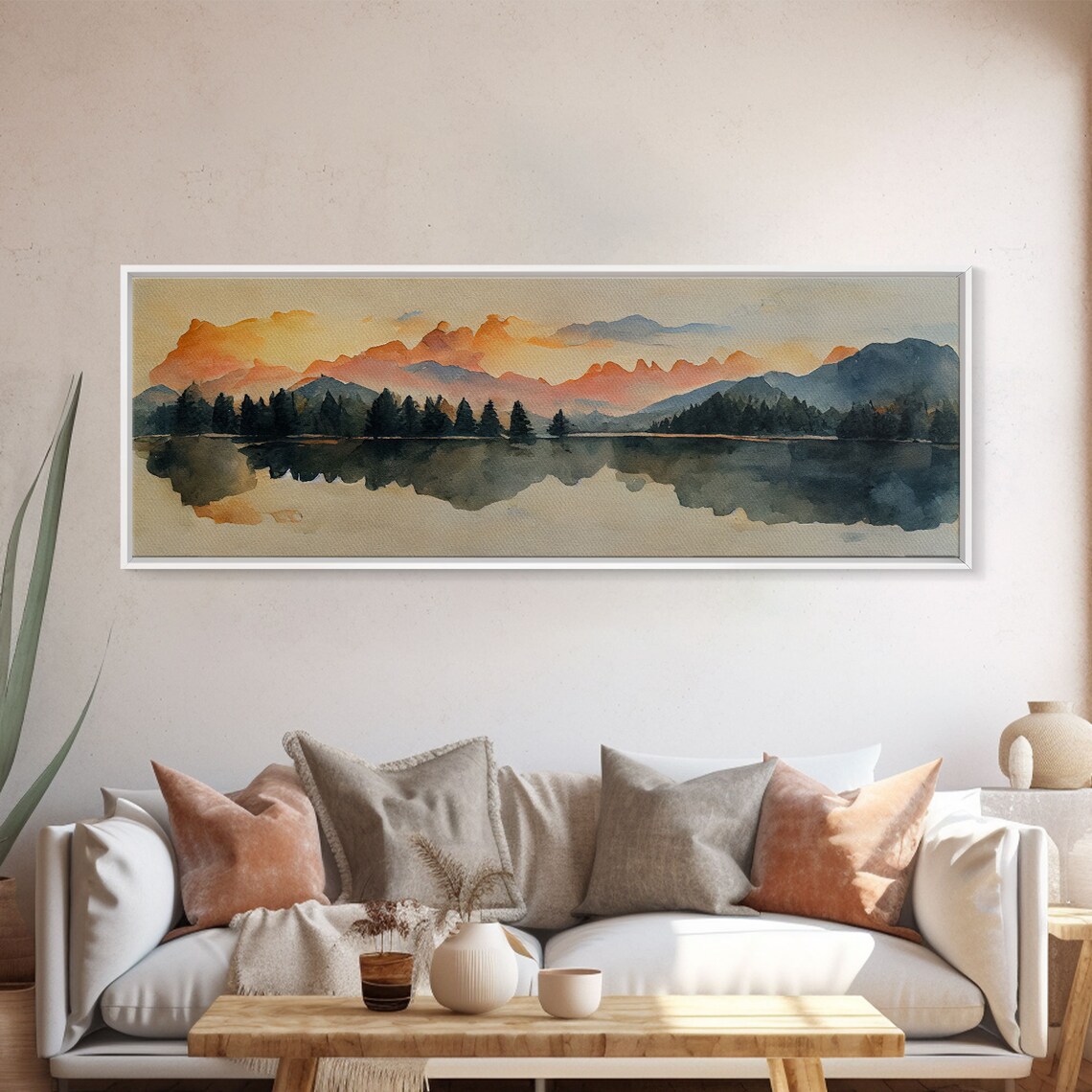 Unique Watercolor Painting Of A Forest Fire Panoramic Print Ready To Hang Gloomy Wall Decor - Image 5
