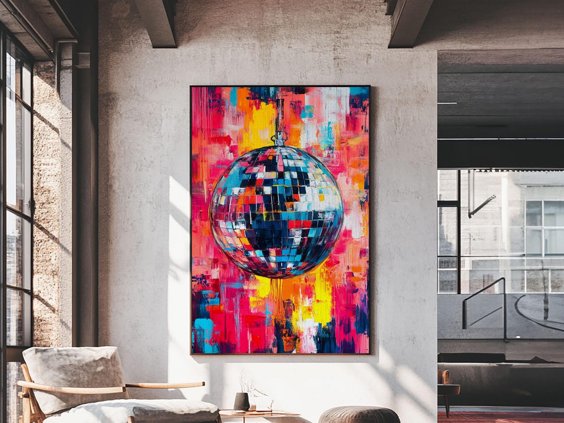 Graffiti Disco Ball Vibrant Pop Art Pink Orange Party Poster - Image 5