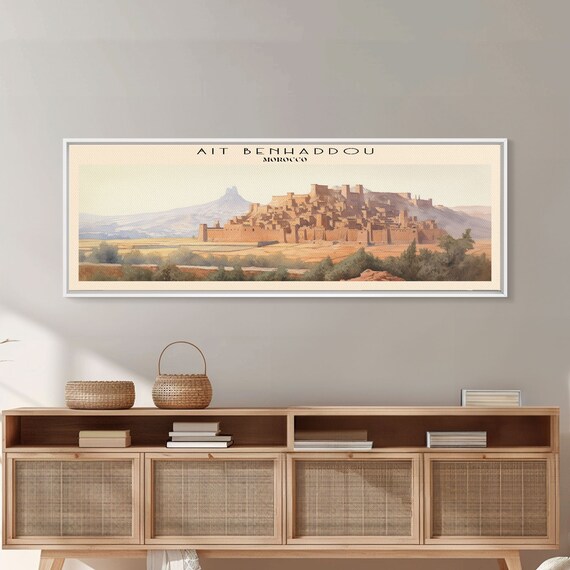 Ait Benhaddou Travel Poster Print Framed Wall Art Panoramic Wall Art Morocco Art Gift For Him Travel Wall Art Travel Lover Gift