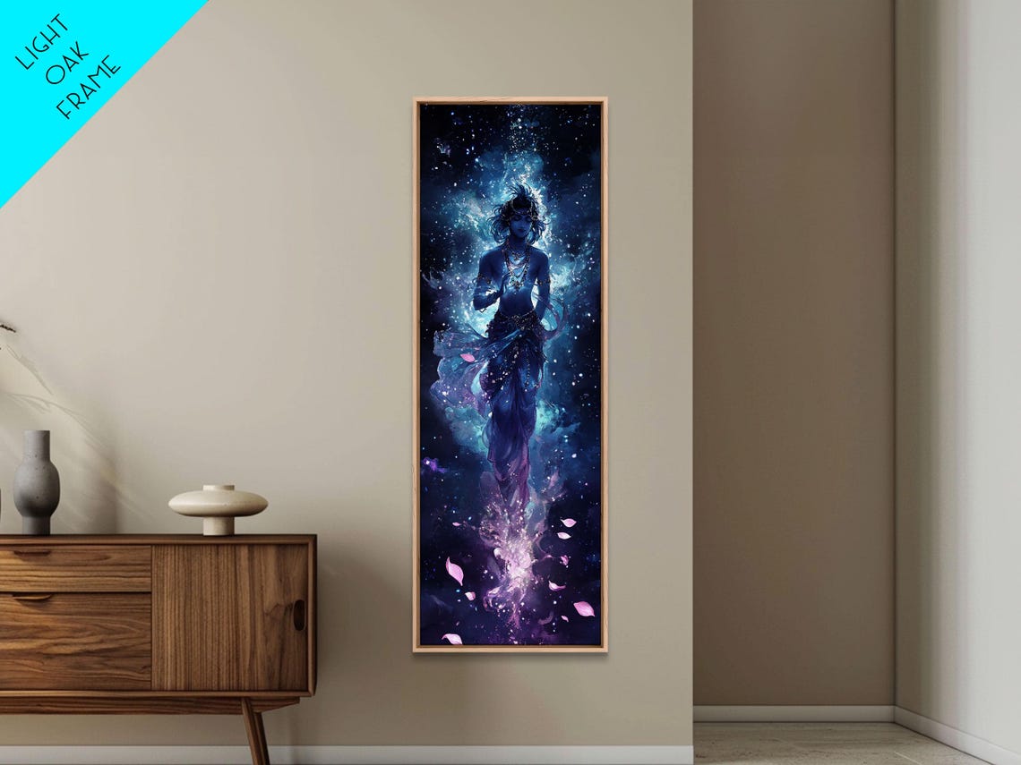 Blue Krishna In Cosmic Galaxy Hindu Deity Spiritual Art Poster - Image 6