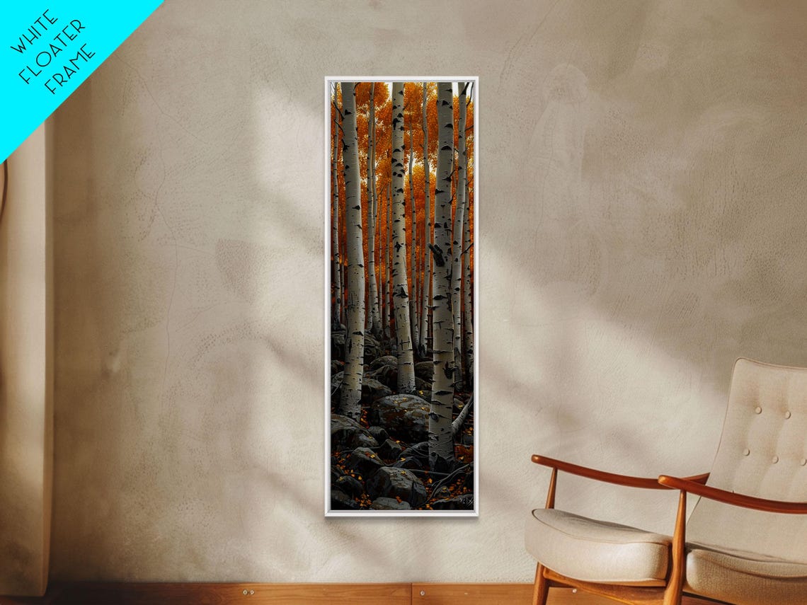 Golden Autumn Birch Forest White Trunks Fall Foliage Nature Poster - Image 6